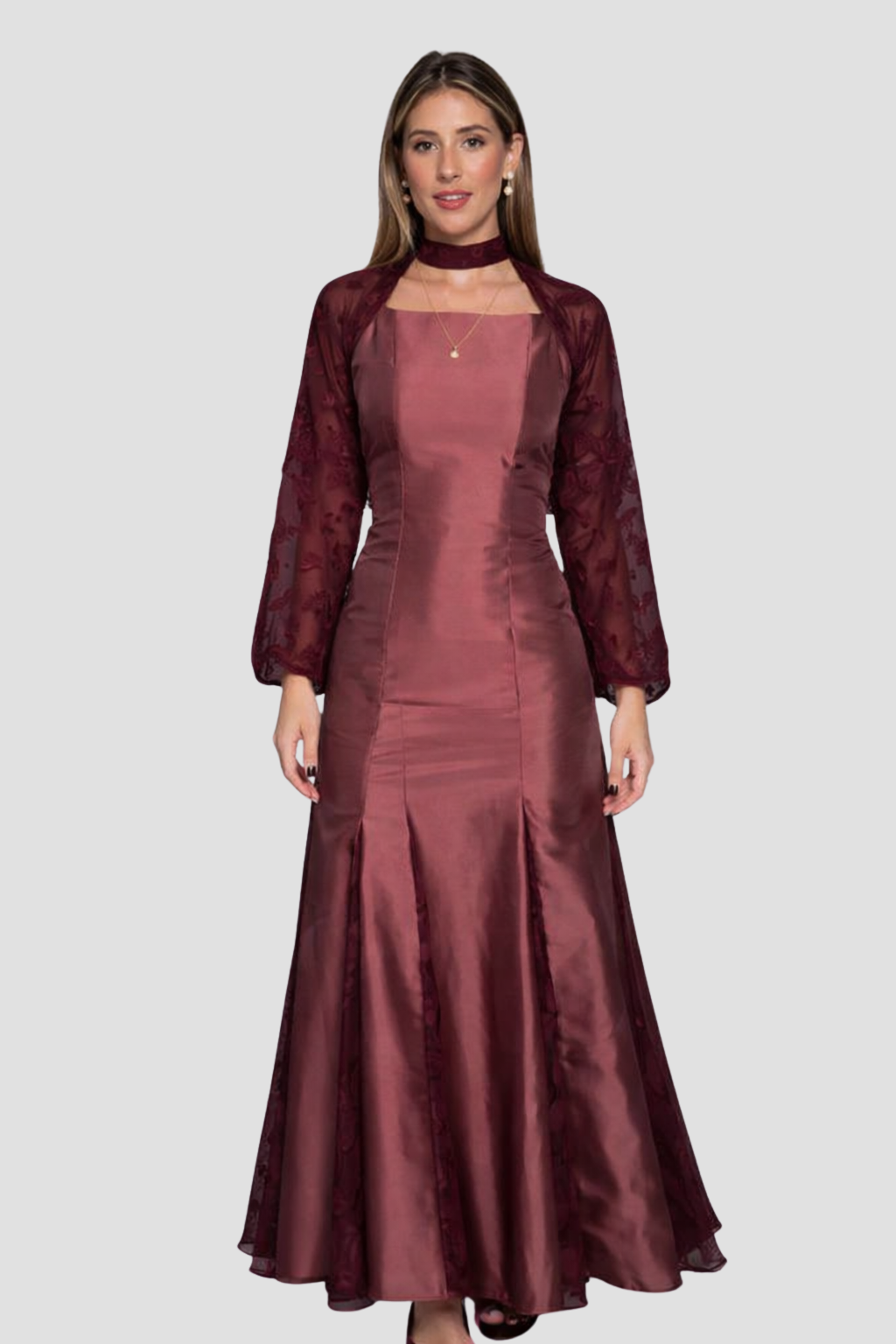 VESTIDO MENDOZA CON MANGAS