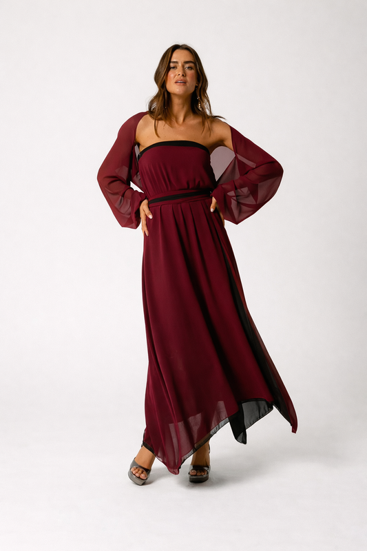 VESTIDO LYON CON SOBRECAPA